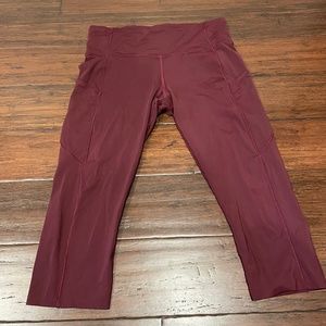 Like New:  Lululemon Maroon Crop Leggings size 10